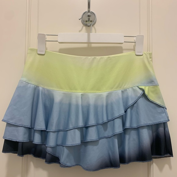 🌟NWOT🌟Lucky In Love Wild Ombre Rally Tennis Skirt💙💛 - Picture 3 of 8